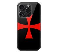 Knights Templar Glass Back Mobile Phone Basic Cases Compatible with iPhone 15/15 Plus/15 Pro/15 Pro Max Anti-Scratch Covers