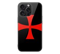 Knights Templar Glass Back Mobile Phone Basic Cases Compatible with iPhone 15/15 Plus/15 Pro/15 Pro Max Anti-Scratch Covers