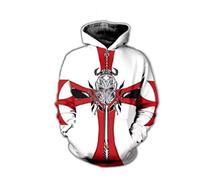 Knights Templar Hoodie 3D Vintage Medieval Crusader Armor Sweatshirt Cosplay Costume