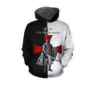 Knights Templar Hoodie 3D Vintage Medieval Crusader Armor Sweatshirt Cosplay Costume