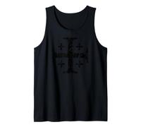 Knights Templar Jerusalem Cross Black Distressed Tank Top