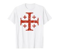 Knights Templar Jerusalem Cross Red Distressed Value Graphic T-Shirt, Men, White, S