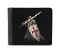 Knights Templar Leather Wallets for Men Slim Bifold Wallet with 6 Credit Card Holders