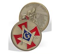 Knights Templar Masonic Challenge Coin, Inspirational Freemasonry Medallion