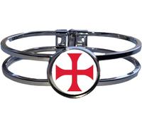 Knights Templar Red Cross Silver Colour Copper Bracelet And Velvet Gift Bag