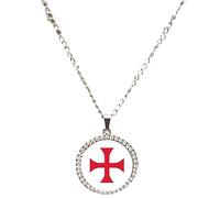 Knights Templar Red Cross Silver Colour Necklace With Diamante Pendant And Gift Box