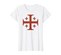Knights Templar Red Jerusalem Cross Faded Value Graphic T-Shirt, Women, White, XL