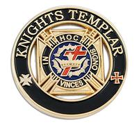 Knights Templar Round Masonic Lapel Pin - [Black & Gold][1 1/4'' Diameter]
