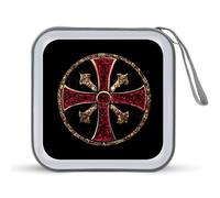 Knights Templar Seal Symbol Portable Zipper CD Case 40 Capacity DVD Collection Holder for Car Office Home Travel