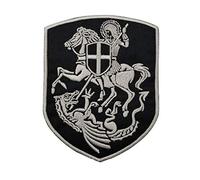 Knights Templar St George & Dragon Crusader Iron on Sew On Embroidered Patch (St George Black)