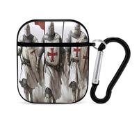Knights Templar Stylish Printed Bluetooth Headset Protective Cover Compatible with AirPods 1/2 with Buckle