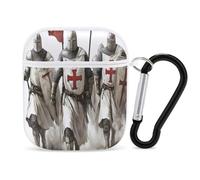 Knights Templar Stylish Printed Bluetooth Headset Protective Cover Compatible with AirPods 1/2 with Buckle
