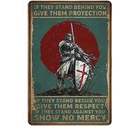 Knights Templar vintage metal symbol if they are behind you to protect them Home Coffee Music Wall Decor for Garage Decor metal tin sign 8x12 Inch