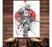 Knights Templar Wall Art Pictures Tapestry The Crusades Wall Hanging Flag Vintage Room Dorm Home Decor Banner Christ Warrior Posters and Prints Canvas Painting u8,38X57 inches