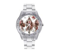 Knights Templars Men's Quartz Watch Trendy Stainless Steel Bands Easy Read Minimalist Wristwatches Business Daily