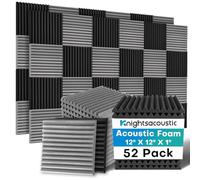 Knightsacoustic 52 Pack Acoustic Foam Panels, 1 X 12 X 12 Inches Sound Proof Foam Panels for Walls, High Density Acoustic Panels Sound Absorbing, Grey Noise Cancelling Studio Wedges