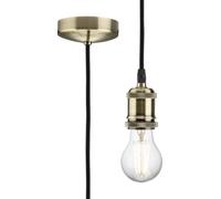 Knightsbridge 8271LAB 1.8m E27 Vintage Pendant Set - Antique Brass