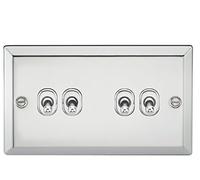 Knightsbridge 10A 4G 2 Way Toggle Switch-Bevelled Edge Polished Chrome