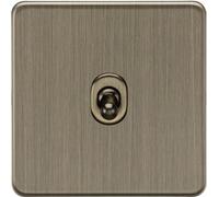 Knightsbridge SF12TOGAB Screwless 10AX 1G Intermediate Toggle Switch - Antique Brass