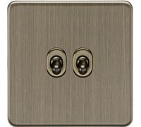 Knightsbridge 10AX 2G 2-way Toggle Switch - Antique Brass
