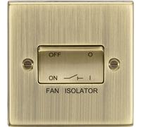 KnightsBridge 10AX 3 Pole Fan Isolator Switch - Square Edge Antique Brass