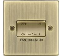 Knightsbridge 10AX 3 Pole Fan Isolator Switch - Square Edge Antique Brass - CS11AB