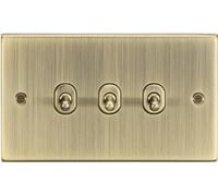 KnightsBridge 10AX 3G 2 Way Toggle Switch - Square Edge Antique Brass