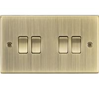 KnightsBridge 10AX 4G 2 Way Plate Switch - Square Edge Antique Brass