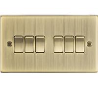 KnightsBridge 10AX 6G 2 Way Plate Switch - Square Edge Antique Brass