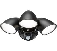 Knightsbridge 110-230V IP65 Triple Head Black 30W Security Floodlight with PIR, Sensor, CCT and Manual Override