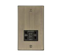Knightsbridge CS89AB Square Edge Antique Brass Dual Voltage Shaver Socket with Insert, 230 V