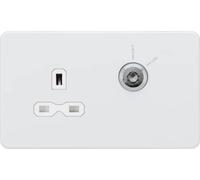Knightsbridge 13A 1G DP Lockable socket - Matt White with white insert (SFR9LOCKMW)