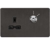 Knightsbridge 13A 1G DP Lockable Socket - Smoked Bronze with Black Insert, (SFR9LOCKSB)