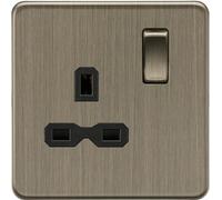 Knightsbridge 13A 1G DP Switched Socket - Antique Brass