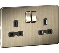 Knightsbridge 13A 2G DP Switched Socket - Antique Brass