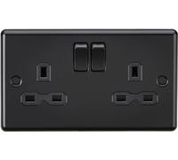 Knightsbridge 13A 2G DP Switched Socket - Matt Black
