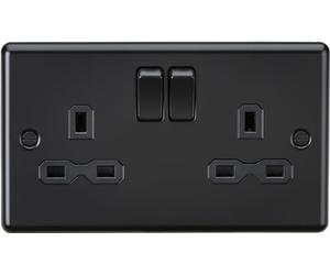 Knightsbridge 13A 2G DP Switched Socket - Matt Black