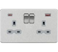 Knightsbridge 13A 2G DP Switched Socket with Dual USB A+C 20V DC 2.25A (Max. 45W) - Matt Black with Black Insert
