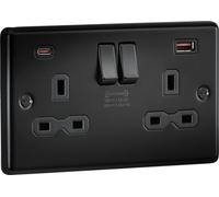 Knightsbridge 13A 2G DP Switched Socket with Dual USB A+C [45W FASTCHARGE] - Matt Black