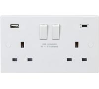 Knightsbridge 13A 2G DP Switched Socket with Dual USB C [5V DC 3.1A shared] Max. 15.5W