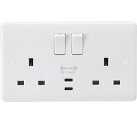 Knightsbridge 13A 2G DP Switched Socket with Dual USB-C 20V DC 1.5A (Max. 30W)