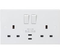 Knightsbridge 13A 2G DP Switched Socket with Dual USB-C 20V DC 1.5A (Max. 30W)