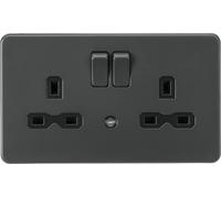 Knightsbridge 13A 2G DP Switched Socket with Night Light Function - Anthracite