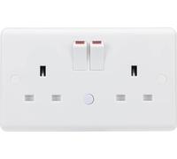 Knightsbridge 13A 2G DP Switched Socket with Night Light Function, Double Pole Switch, Automatic On-Off-On Operation, White