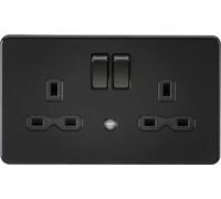 Knightsbridge 13A 2G DP Switched Socket with Night Light Function - Matt Black