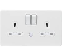 Knightsbridge 13A 2G DP switched socket with night light function - Matt white - SFR9NLMW