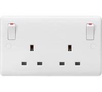 Knightsbridge 13A 2G DP Switched Socket CU9001 - Twin Earths, Outboard Rockers - White
