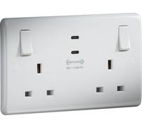 Knightsbridge 13A 2G Switched Socket with Dual USB-C Max. 65W