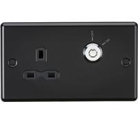 Knightsbridge 13A DP Lockable Socket - Matt Black