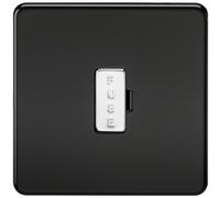 KnightsBridge 13A Screwless Matt Black Fused Spur Connector Unit Wall Plate